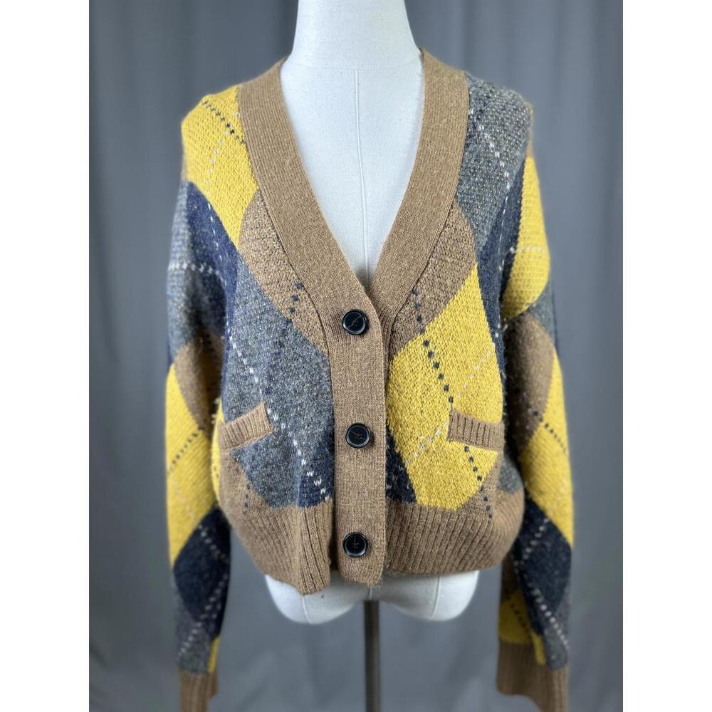 Womens 90s Style Oversize Wool Blend Cardigan Y2K Old Money Fall Wool Blend SzM